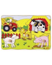 Puzzle cu mânere Goki - La fermă