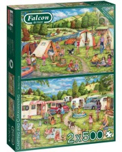 Puzzle Falcon din 2 x 500 de piese - Camping -1