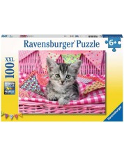 Puzzle Ravensburger 100 de piese XXL - Pisicuță drăguță -1