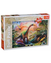 Puzzle Trefl de 100 piese - Pamantul dinozaurilor