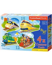 Puzzle Castorland 4 în 1 - Trenulețe amuzante -1