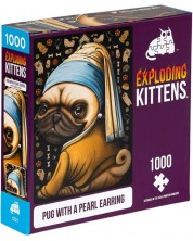 Puzzle Exploding Kittens din 1000 de piese - Câinele cu cercel de perle