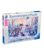Puzzle Ravensburger din 1000 de piese - Lupi arctici -1