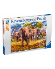 Puzzle Ravensburger de 500 piese - Familia elefantilor