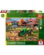 Puzzle Schmidt din 1000 de bucăți - Fermă cu tractor John Deere 5050E 