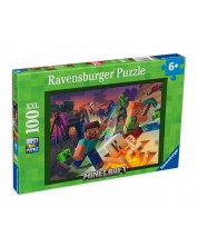 Puzzle Ravensburger din 100 XXL de piese - Monștrii din Minecraft