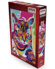 1000 de piese Nova Puzzle - Pisica multicoloră