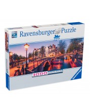 Puzzle panoramic Ravensburger din 1000 de piese - Seara la Amsterdam -1