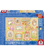 Puzzle Schmidt din 1000 piese - Pisici nobile printre flori