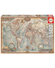 Puzzle Educa din 1500 de piese - Harta politica a lumii -1