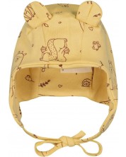 Pălărie din bumbac Bio Baby - Cu animale din pădure, 0-4 luni, galben -1