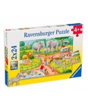 Puzzle Ravensburger din 2 x 24 de piese - Gradina zoologica -1
