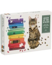 Puzzle Galison de 650 piese - Pisica si carti -1
