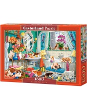 Puzzle Castorland din 1500 de piese - Bălăceala nebună a animalelor de companie -1