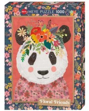 Puzzle Heye de 1000 piese - Floral Friends Cuddly Panda