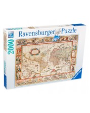 Puzzle Ravensburger din 2000 de piese - Harta veche a lumii din 1650 -1