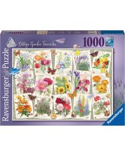 Puzzle Ravensburger din 1000 de piese - Flori de grădină preferate  -1