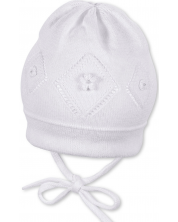 Pălărie pentru copii din bumbac tricotata Sterntaler - 49 cm, 12-18 luni, albă