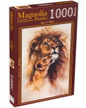 Puzzle Magnolia din 1000 de piese - Leu și pui de leu
