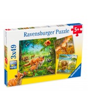 Puzzle Ravensburger 3 x 49 piese - Regatul animalelor