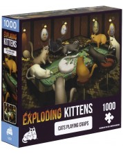 Puzzle Exploding Kittens din 1000 de piese - Jocuri cu pisici de cărți  -1