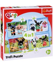 Trefl Puzzle 4 în 1 piese - Bing fericit