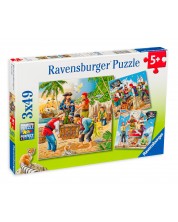 Puzzle Ravensburger din 3 x 49 de piese - Aventuri in mare -1
