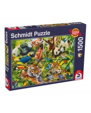 Puzzle Schmidt din 1500 de piese - Regatul colorat al animalelor