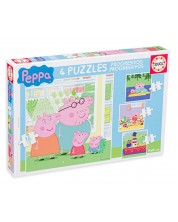 Puzzle Educa 4 in 1 - Peppa Pig si familia