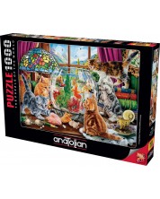 Puzzle Anatolian din 1000 piese - Pisici și un acvariu