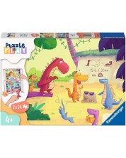 Joc de masă puzzle  Ravensburger din 2 х 24 piese - Dinozaur vară -1