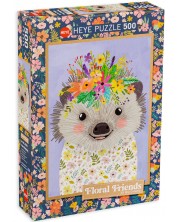 Puzzle Heye de 500 piese - Floral Friends Funny Hedgehog