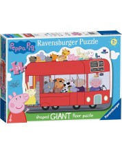 Puzzle de podea Ravensburger din  24 piese - Peppa Pig într-un autobuz londonez -1