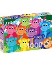 Puzzle Enjoy din 1000 de piese - Maimuțe colorate -1