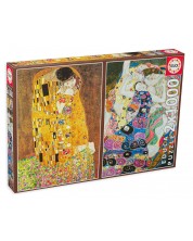 Puzzle Educa din 2 x 1000 de piese - Sarutul si Fecioara de Gustav Klimt -1