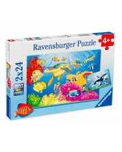 Puzzle Ravensburger din 2 x 24 de piese - Viata subacvatica -1