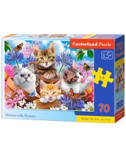 Puzzle Castorland din 70 de piese - Pisici cu flori -1