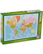 Puzzle Eurographics din 1000 de piese - Harta moderna a lumii -1