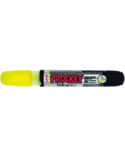 Marker permanent Uni Prockey - PM-225F, varf rotund si conic, 1,4-2,0 mm si 3,7 mm, galben fluorescent