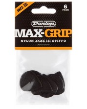 Pene pentru chitară Dunlop - Max-Grip, Jazz III, Stiffo, 1.38 mm, 6 buc. , negre - imagine 1