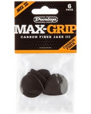 Pene pentru chitară Dunlop - Max Grip Jazz III, 1.38 mm, 6 buc. , negre