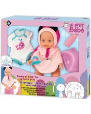 Păpușă care țipăieLoko Toys -Cu prosop și oală, 30 cm -1