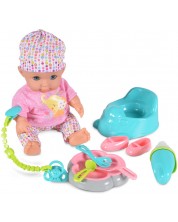 Papusa bebe care face pipi Moni - Cu sapca colora si accesorii, 36 cm