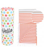 Prosop de plajă în cutie Hello Towels - Bali, 100 x 180 cm, 100% bumbac, portocaliu-bej -1