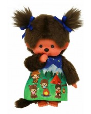 Jucărie de pluș Monchhichi - Camping Dress Girl, maimuță, 20 cm -1