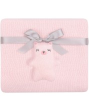 Pătură tricotată din bumbac KikkaBoo - Bear with me, Pink -1