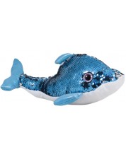 Jucărie de pluș Amek Toys - Delfin cu paiete, albastru, 22 cm -1
