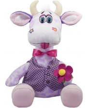Jucărie de pluș Amek Toys - Vacă cu floare, mov, 50 cm