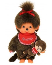 Jucărie de pluș Monchhichi - Classic girl, maimuță cu bebeluș, 20 cm -1