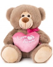 Jucărie de pluș Amek Toys - Urs cu inimă roz, 20 cm -1